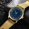 Fashion Classic Mens Business Wrist Watch Mesh Band Gold Color Quartz Watch Casual Dress Watch
