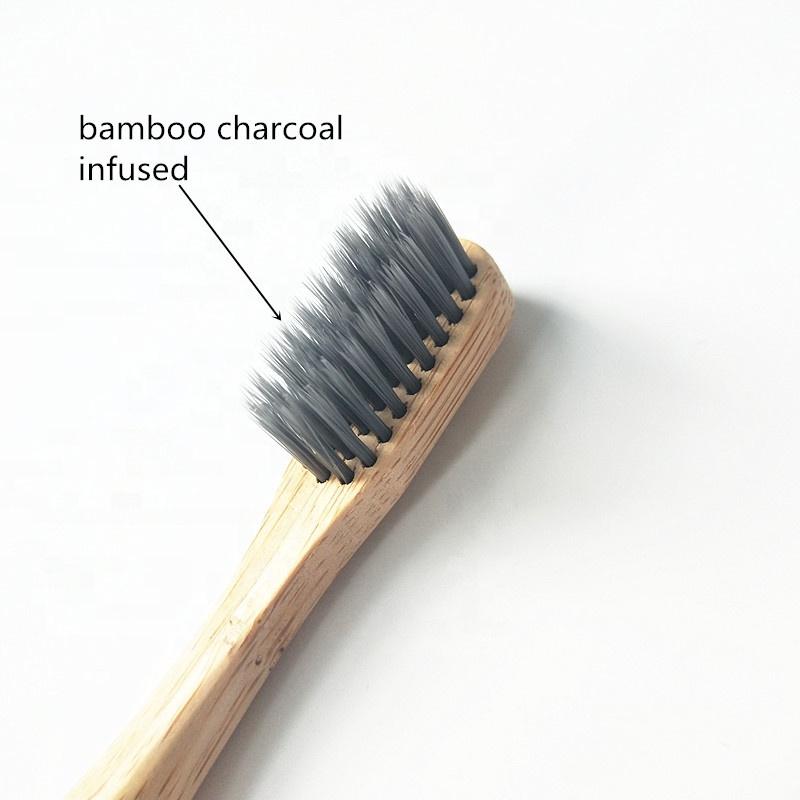 2019 Private Label Bamboo Round Handle Soft Charcoal Bristle Toothbrush for Kids