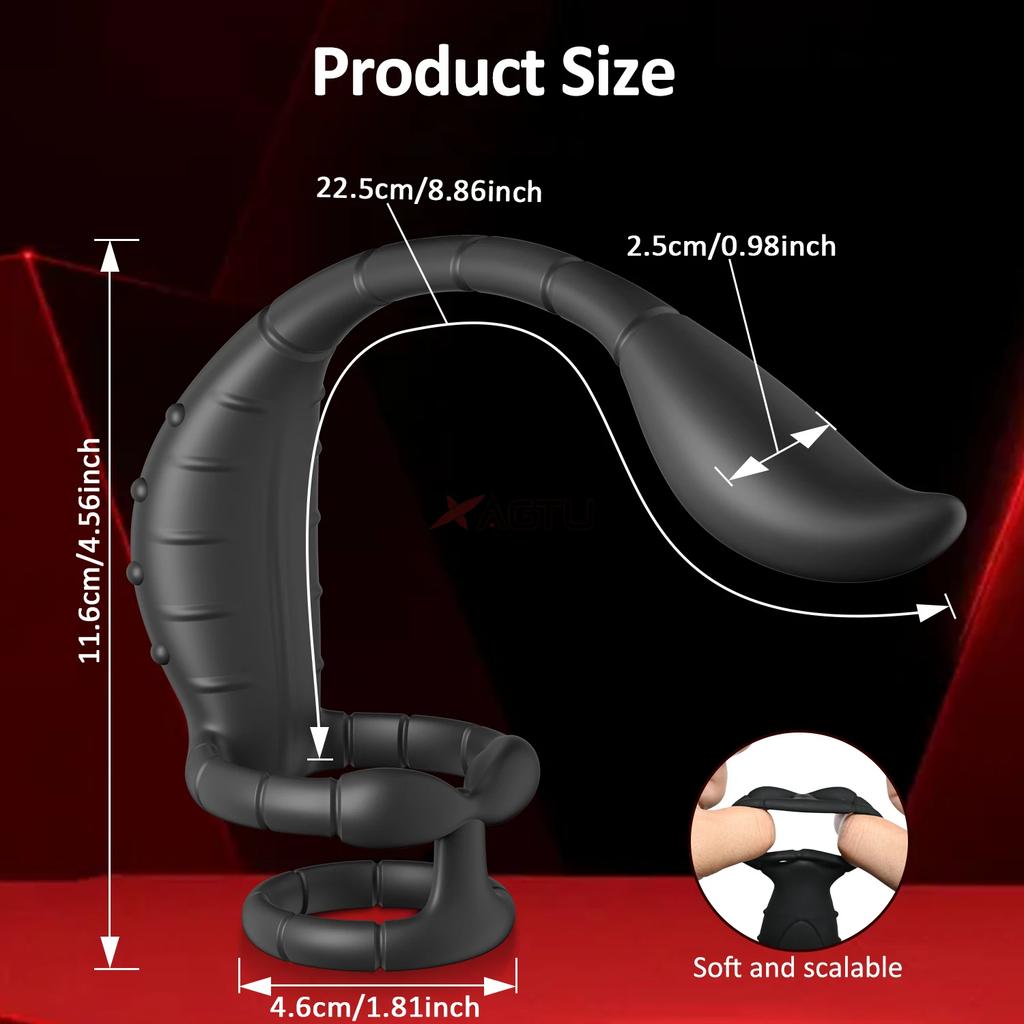 Cock Ring Prostate Vibrator for Male Double Ring Anal Plug Vibrating Delay Ejaculation Male Masturbator Sex Toys for Men 18+