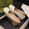 Мода 2024 Новый Стиль Удобные Женские Туфли-Лодочки на Толстом Каблуке с Квадратным Носком и в Цветовой Блокировке Zapatos Mujer