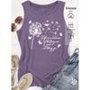 2026 Dandelion Butterfly Letter Print Women Sleeveless Tank Top Trendy High Quality Casual Spring Summer Vest