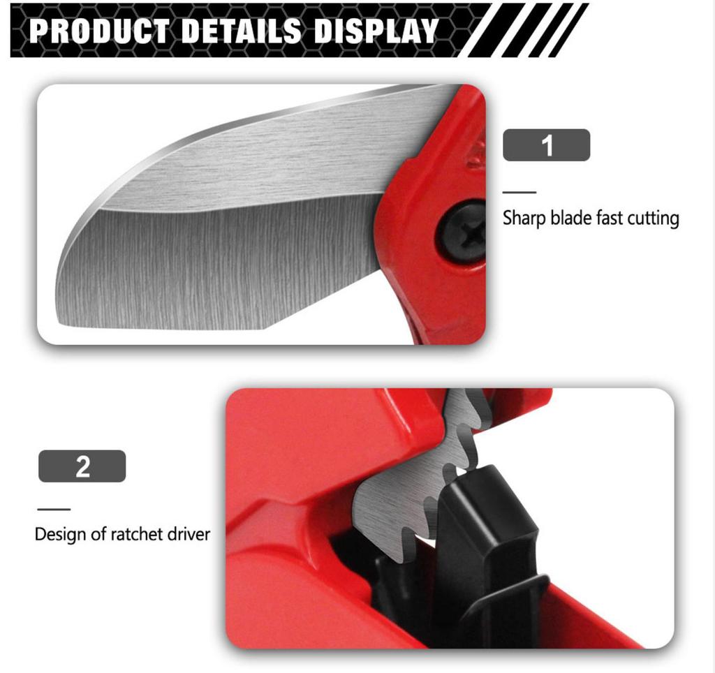 WISEUP Трещоточный резак для труб из ПВХ, сверхмощный инструмент для резки пластиковых труб из PPR, ножницы для шлангов для домашней работы и сантехников, ручные инструменты