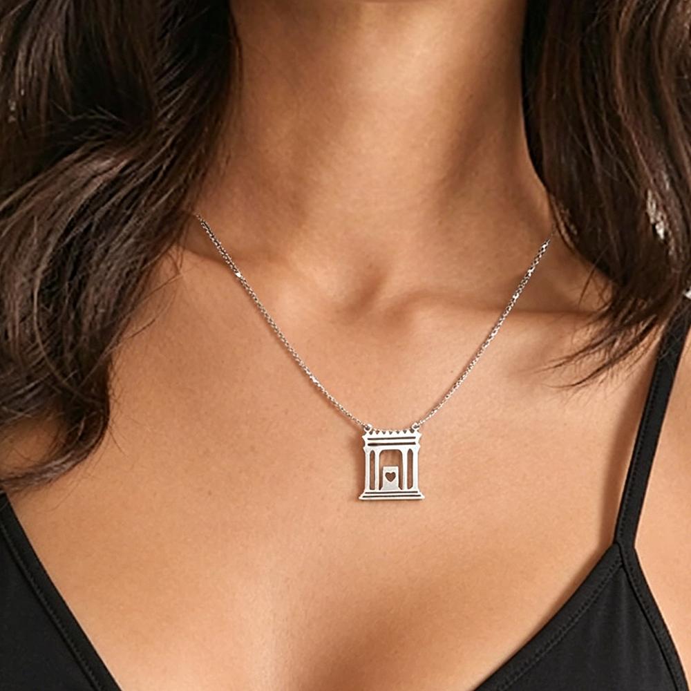 Stainless Steel Gold Color Beit HaMikdash Necklace Jerusalem Holy Temple Necklaces Women Jewish Jewelry Gift