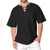 Mens Cotton Linen Shirts Casual Beach Hippie Shirt Short Sleeve V Neck Yoga Tops