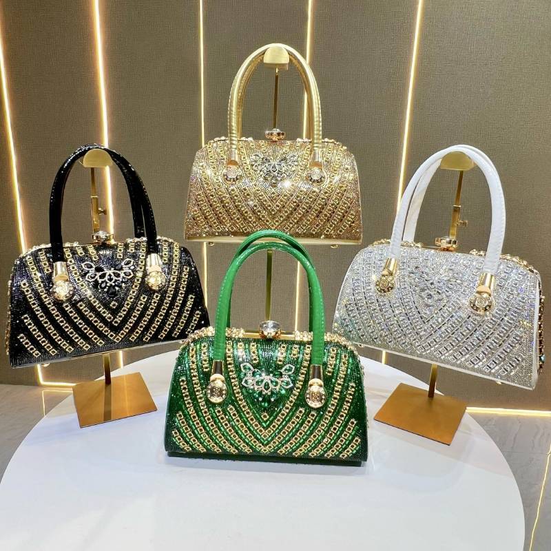 New European Sparkling Evening Bag With Rhinestones And Chain For Formal Events