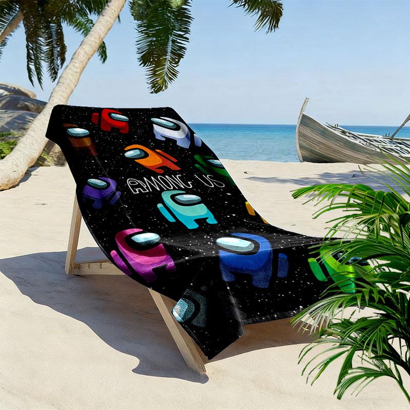 Among Us Print Beach Towel, Large Soft Quick Dry Towel for Beach Camping Swimming