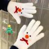 Женские Милые Теплые Утепленные Варежки-Перчатки Без Пальцев Снеговик для Велосипеда и Защиты от Холода