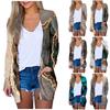 Women's Fashion Casual Print Medium Length Cardigan Jacket Coat