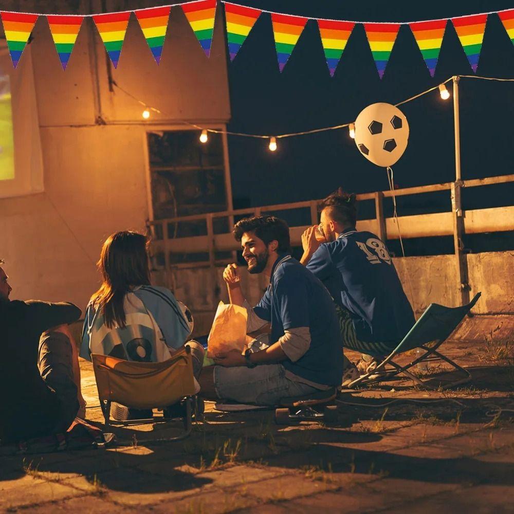 PE Rainbow Flag Triangle LGBT Pride Hand Flag Colorful Triangle Flag Homosexual