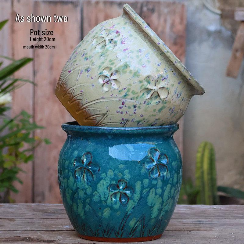 Large Coarse Ceramic Zisha Pot for Succulents and Greenery