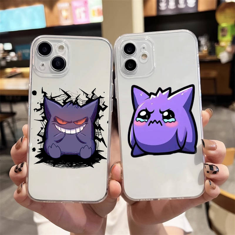 Чехол E-52 Pokemon Gengar для iPhone 7 8 11 12 13 14 15 16 Pro Max Plus Mini Xiaomi Redmi A3 9A 9C 10A 10C 13C Note 9 11 Realme Narzo C30 C55