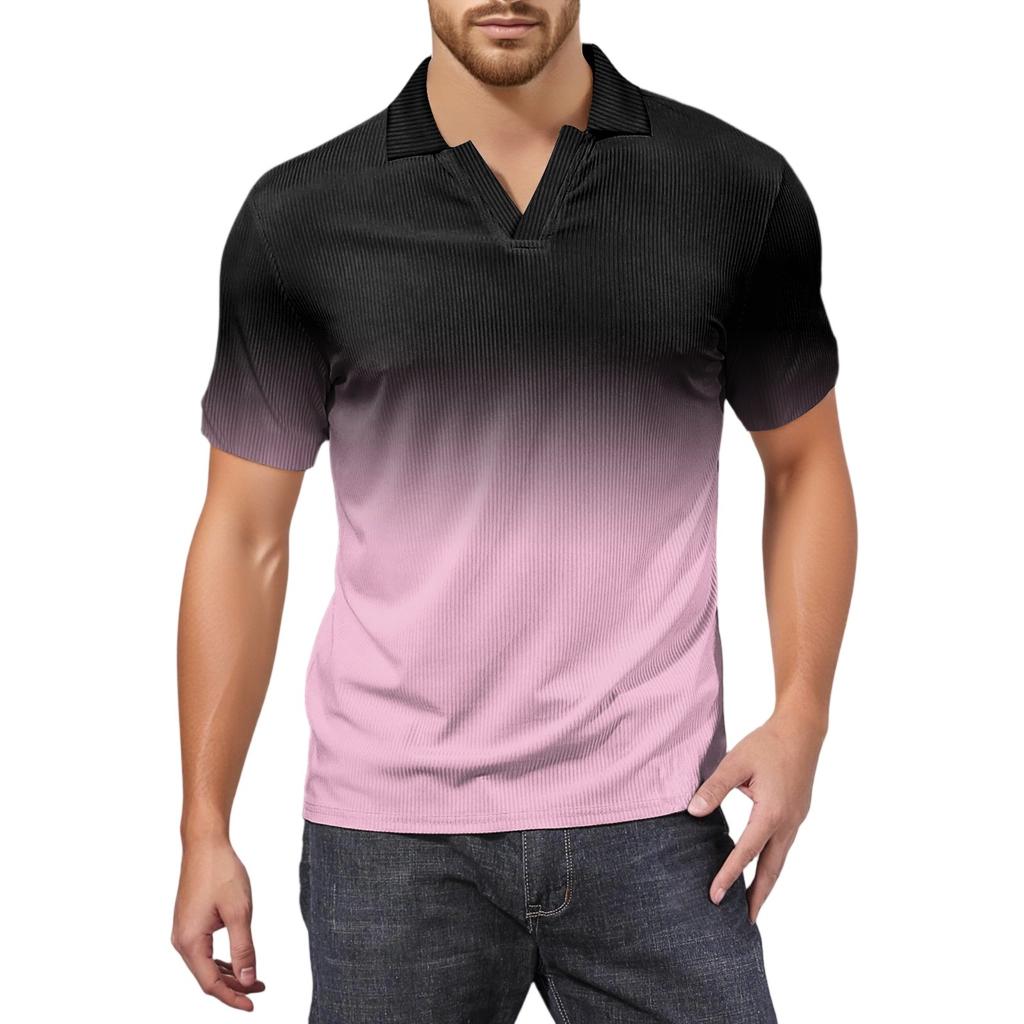 Мужская модная футболка для гольфа с коротким рукавом и V-образным вырезом