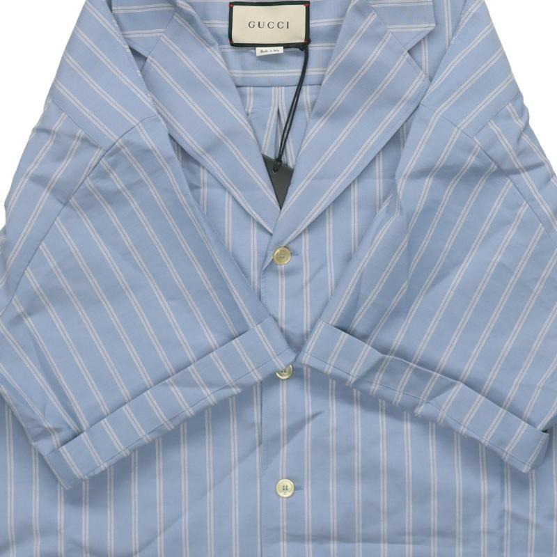 Gucci Рубашки Мужские Синие Кубинский Воротник Умеренный 618920-ZAE5V-4053
