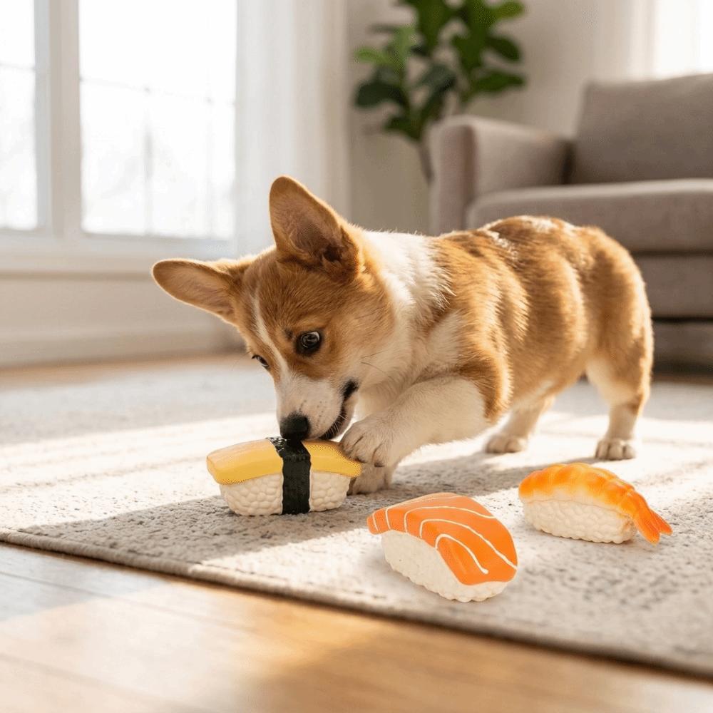 3Pcs Sushi Shaped Salmon Sushi Dog Toy Simulation Pet Snack Toy  Outdoor Bite Training