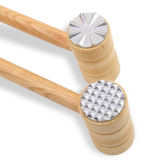 Двусторонний тендерайзер для мяса с молотковой ручкой, деревянная длинная ручка, сверхмощный молоток для стейка, курицы, говядины, птицы, молоток, толкатель