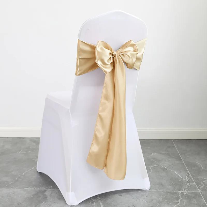 10pcs Satin Chair Belt with Bow Decoration, Universal Chair Cover Ribbon Tie Wedding Chair Back Decor/chair Sashes Wedding