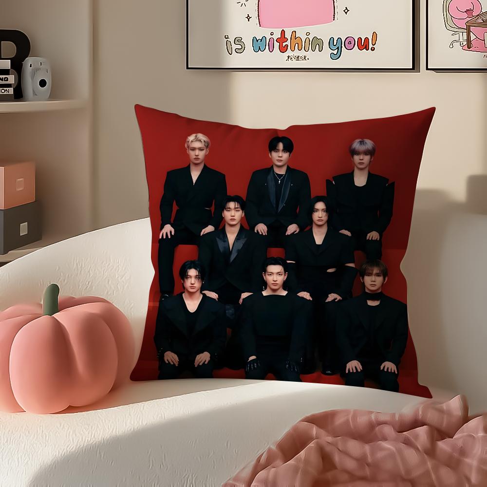 Band dynamic AATEEZ Cushion Cover Pillowcase Short Plush Invisible zipper Room Sofa Cushion Cover