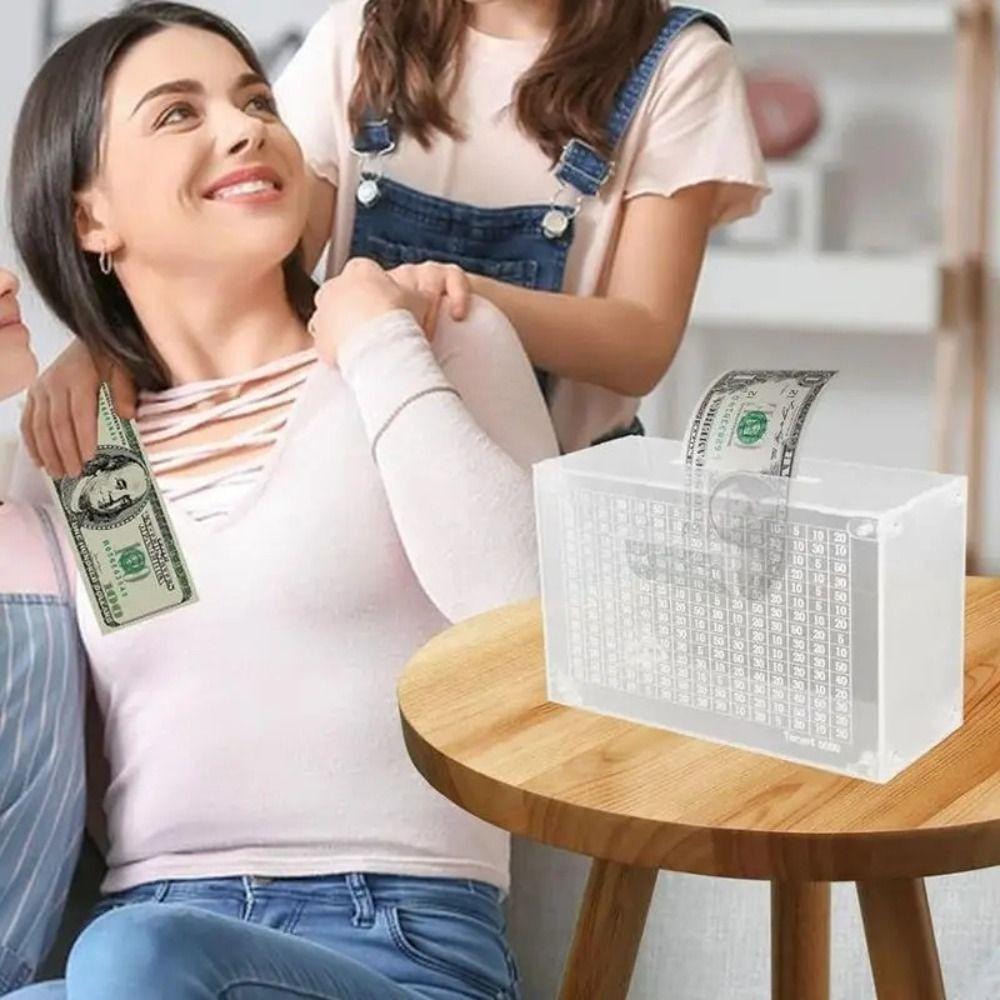 Acrylic Piggy Bank 1000/5000/10000 Money Saving Jar Kids Gift Money Box  Children