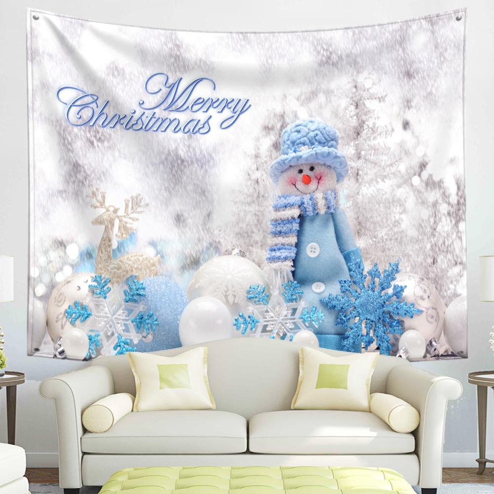 С Рождеством Гобелен Снежинки Санта-Клаус Зимняя ночь Рождественская елка Настенный камин Подарок Новогодние украшения для дома