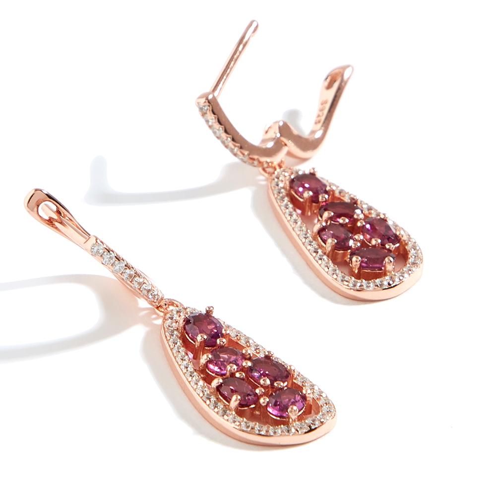Изысканные ювелирные изделия серебро S925 великолепные серьги с натуральным гранатом родолитом элегантная роскошь для подарка на юбилей и день рождения леди