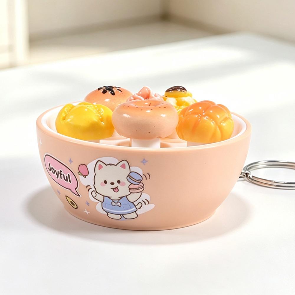 Simulation Food Clicking Pressure Relief Toy Cute Cat Series Button Press Click Keyring Office Use