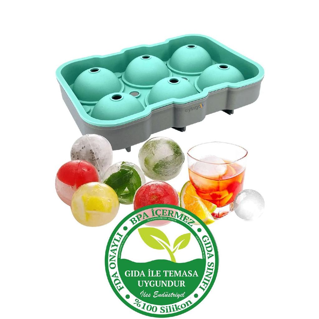 Силиконовая форма для льда большого размера из 6 предметов, зелено-серая