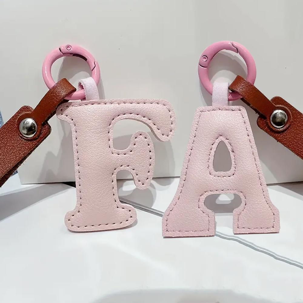 Creative PU Leather 26 Letter Keychains Fashion Alphabet Keyrings Handbag Ornaments Pendant Car Key Holder Accessories Gifts