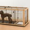 Richell Wooden Sliding Pet Playpen with Divider, Dark Brown, Regular