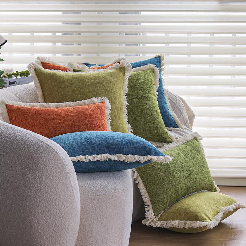 Плотный Лен Однотонная Наволочка для Подушки Дивана Подушка Гостиная Подушка для Спины Автомобиль Отель Поясничная Подушка