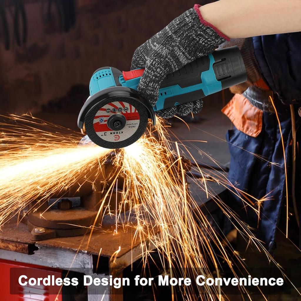 Mini Angle Grinder 500W Electric Grinding Tool Brushless Cordless Handheld Cutter with 2000mAh Battery for Grinding Cutting