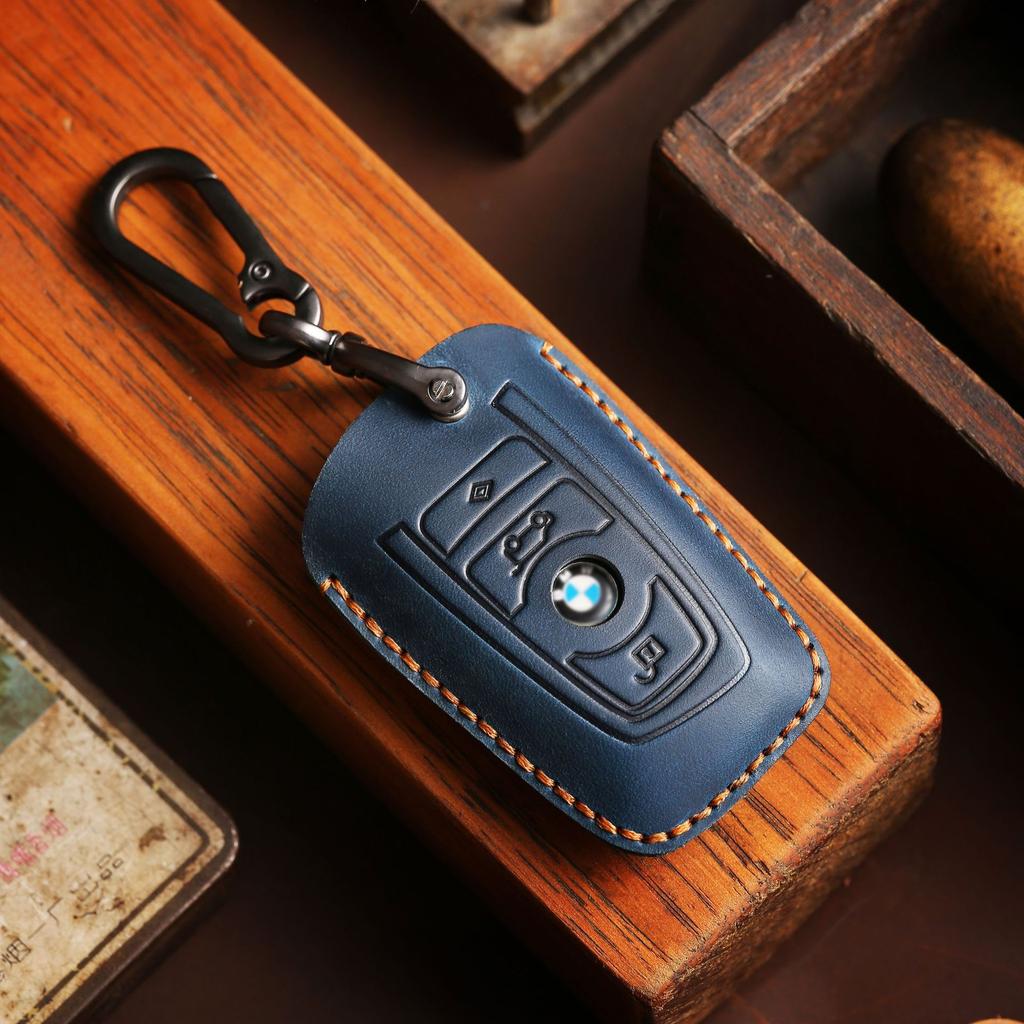 Suitable For Bmw Key Cover 3 Series 5 Series X3 First Layer Cowhide Purely Handmade Leather Car Key Cover