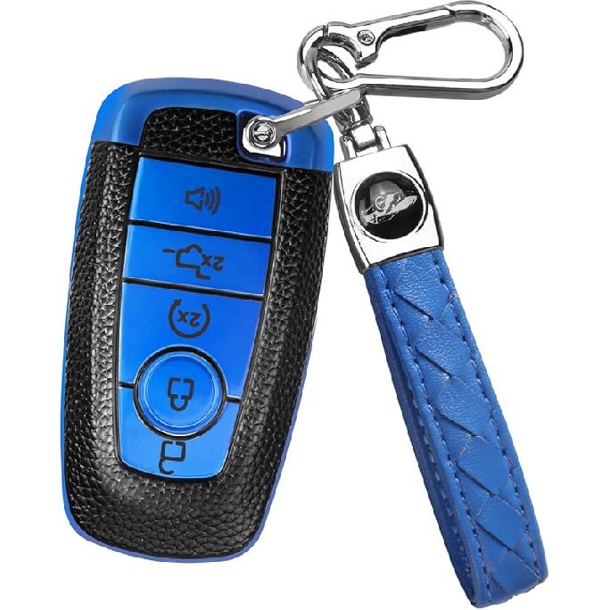 QBUC Чехол для брелока Ford, Чехол для ключа с брелоком для Ford, Полностью защитный чехол-оболочка для брелока автомобиля Mustang Raptor Fusion
