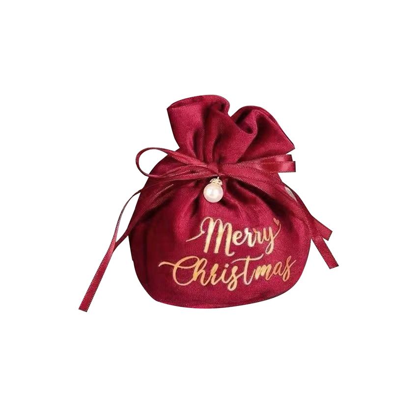 Christmas Velvet Apple Candy Gift Bags Xmas Party Cookies Favors Packaging Bags Kids Present Exquisite Drawstring Bags Red Green