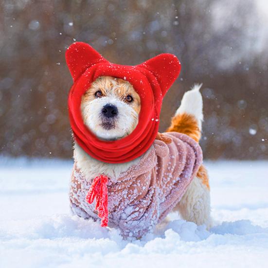Снуд для собаки Зимний капюшон Теплый капюшон для питомца с защитой ушей Флисовый утеплитель для шеи со шнурком для собак и кошек