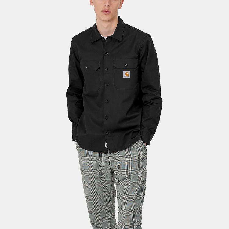 Carhartt WIP Рубашки Мужские Черная Рубашка с Острым Воротником Средней Посадки I027579-89-00