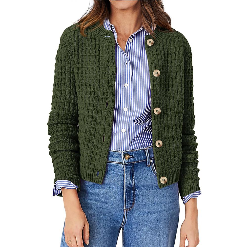 Autumn Solid Color Commuting Knitted Cardigan Jacket Casual Women’s Sweaters