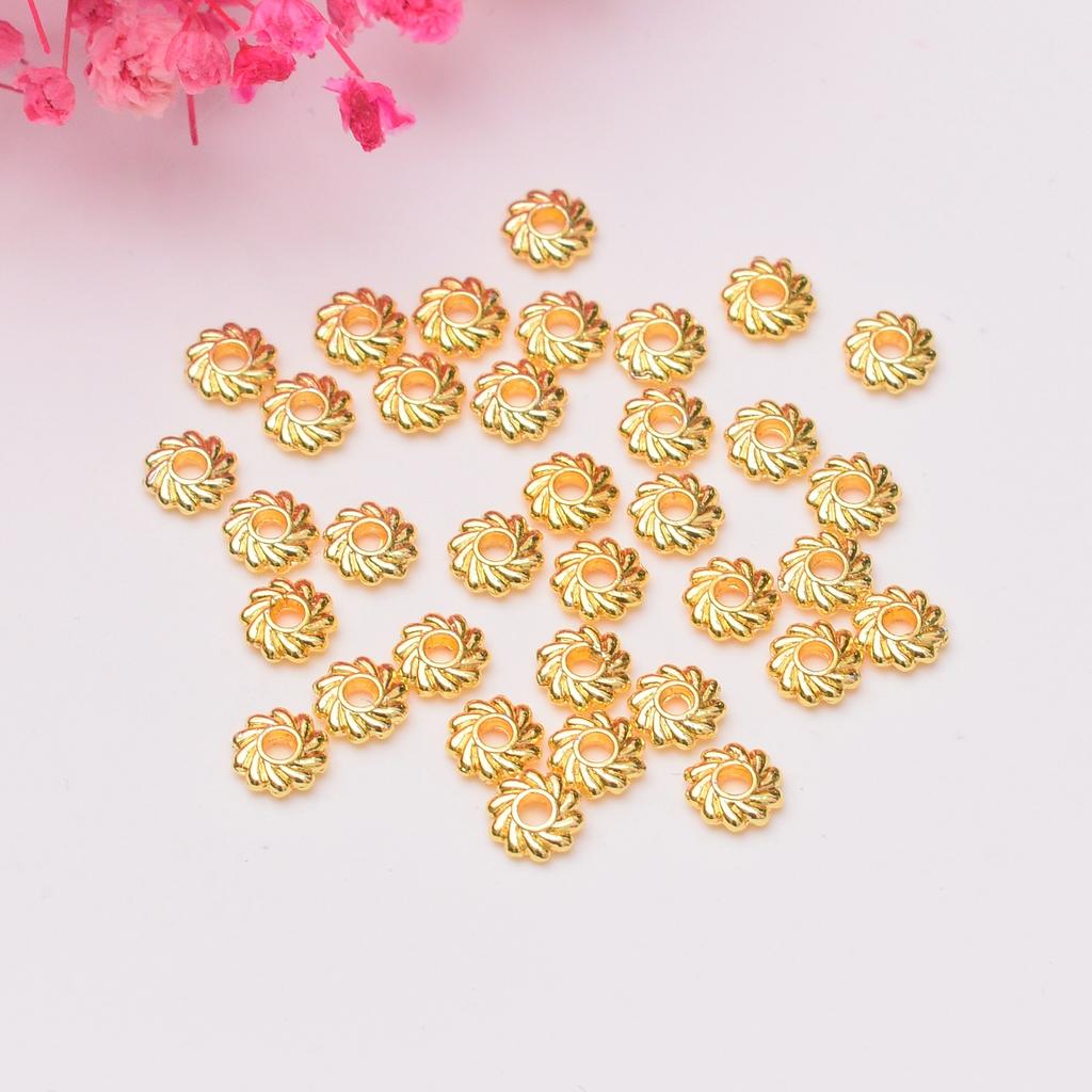 100pcs Color Retention 14K Gold Sunflower Spacer, Hot Wheel Bead Spacer Diy Handmade Beaded Loose Bead Bracelet Accessories