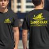 Футболка Landshark Lager 2 стороны, Смешная футболка с акулой, Подарок для любителя океана, Футболка для отпуска на пляже, Оригинальная футболка с принтом, Футболка с плавником акулы на острове