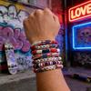 Патриотичный набор браслетов из красной, белой и синей мягкой глины ко Дню Независимости. Бохо-стиль. Наборные ручной работы.