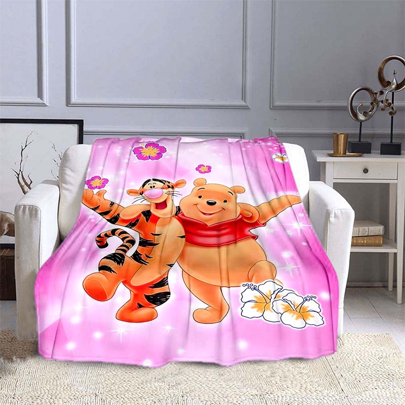 1PC Disney Winnie The Pooh Pattern Blanket Warm Soft Fluffy Kids and Adult Sofa Bed Throw Blanket Outdoor Travel Camping RV