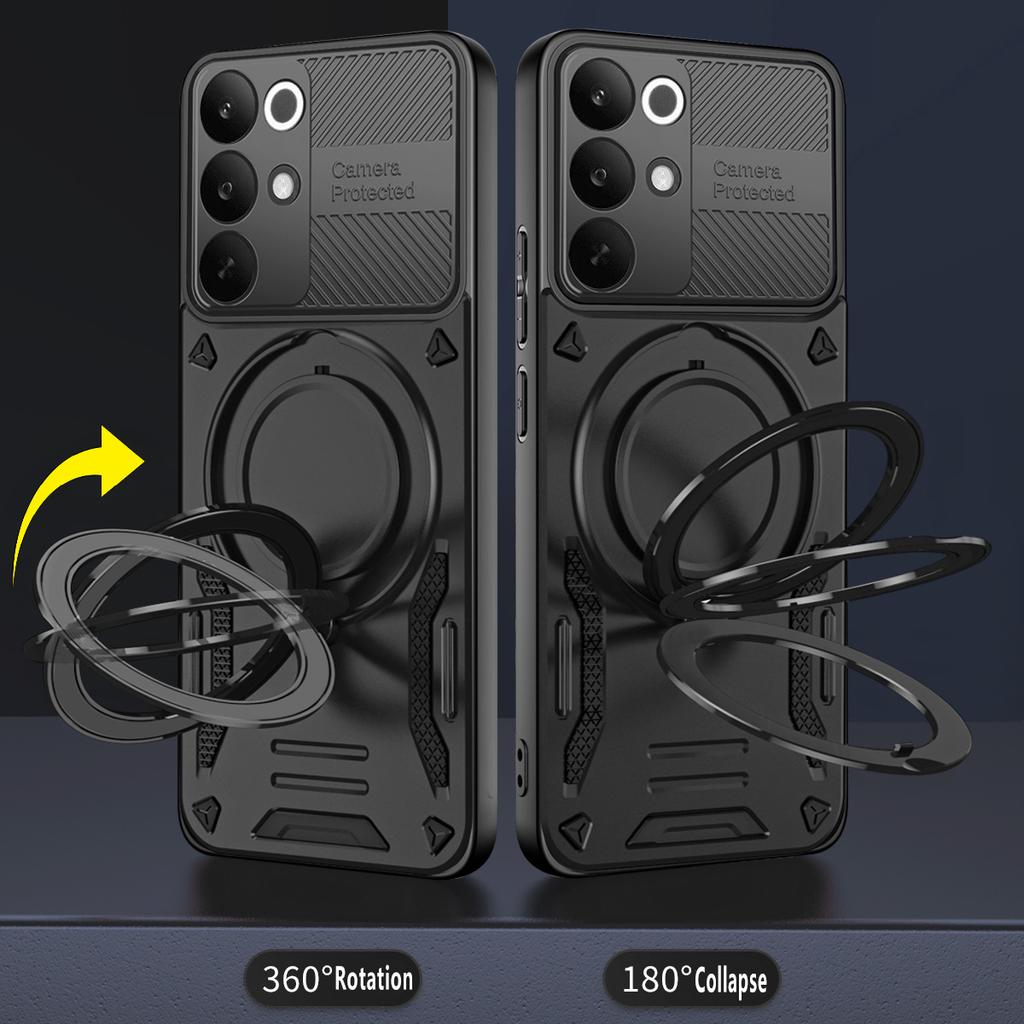 Для Realme C85 Pro 4G Магнитный чехол Ударопрочный ТПУ + ПК Задняя крышка телефона с подставкой