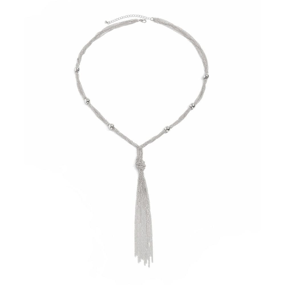 Long Tassel Tassel Pendant Necklace Metal Material Jewelry Set Earrings Set  Ladies Accessories