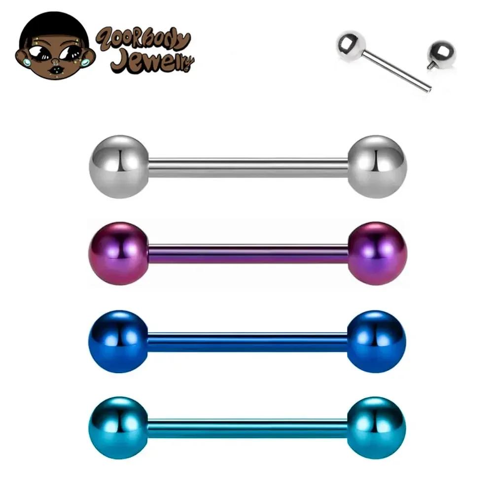 1/10pcs F136 Implant Grade Titanium Internal Thread Barbell Straight Piercing 14G 16G Bar Tongue Nail Lip Industrial Anodized