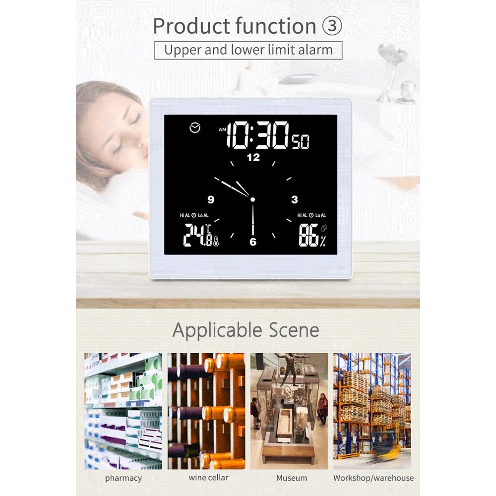 Цифровые часы с дисплеем температуры и влажности, водонепроницаемые настенные часы, комнатный термометр с ЖК-дисплеем