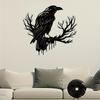 1Pc Gothic Crow & Tree Metal Wall Art - Iron Home Decor For Living Room, Bedroom, Dining Area - Unique Housewarming Gift