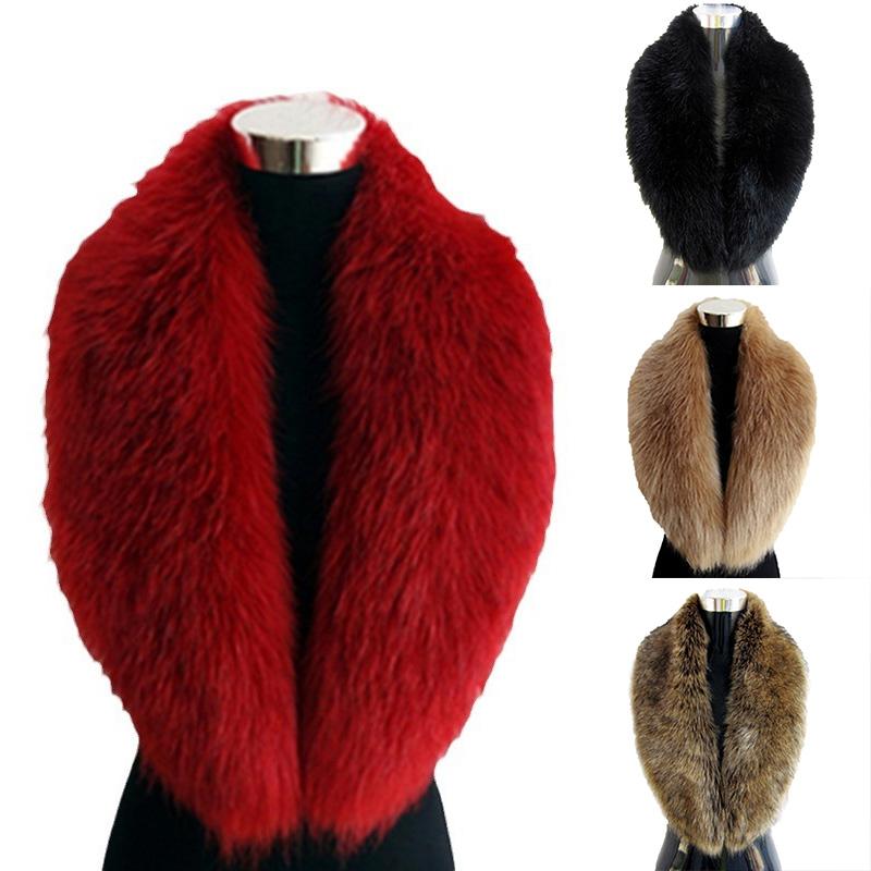 1Pc Women Thicker Shawl Warm Faux Fur Fluffy Scarf Winter Leather Collar