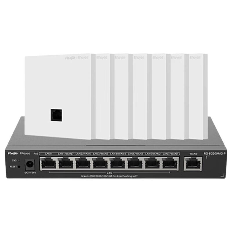 Reyee Wi-Fi 6 Whole-Home Mesh System (8-Port AC Router + 7 APs) (CN version)