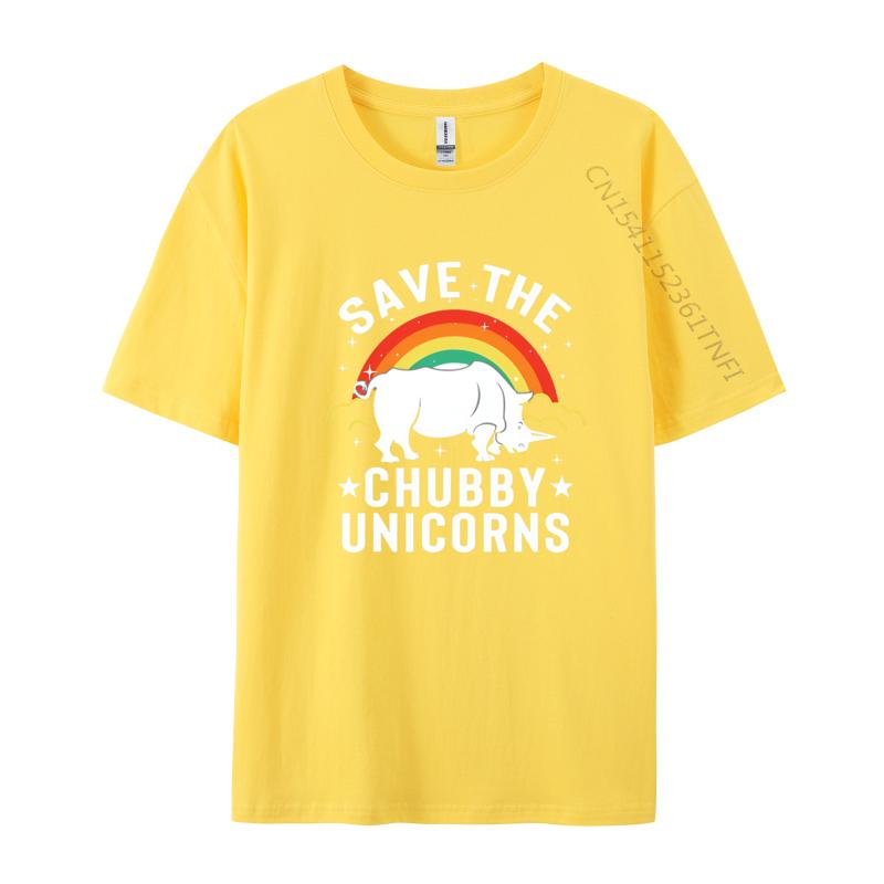 Save The Chubby Unicorns Rhino Rainbow TShirt Party Fitness Tight T Shirt Prevailing White Graphic Tee