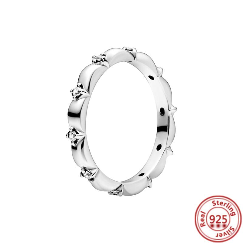 925 стерлингового серебра принцесса тиара корона сверкающее сердце любовь фианит пантаро кольца для женщин помолвка ювелирные изделия годовщина