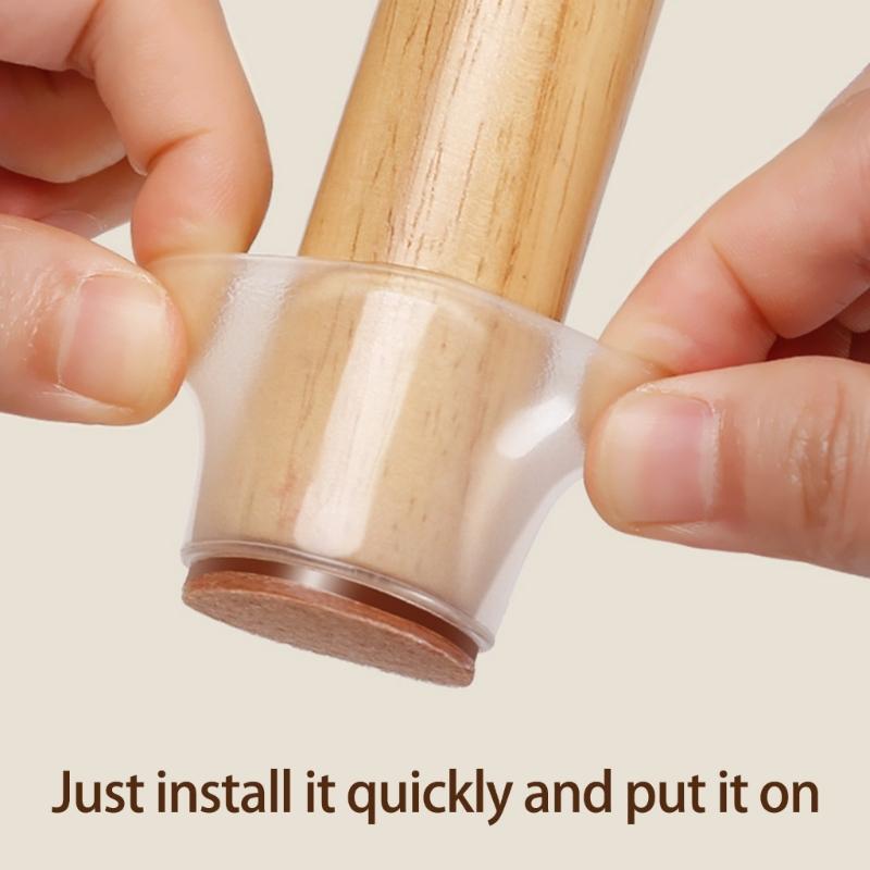 8Pcs Table Chair Leg Protector Cover Silicone Furniture Floor Feet Cup Thick Felt Bottom Protector Feet Cover Reduce Noise